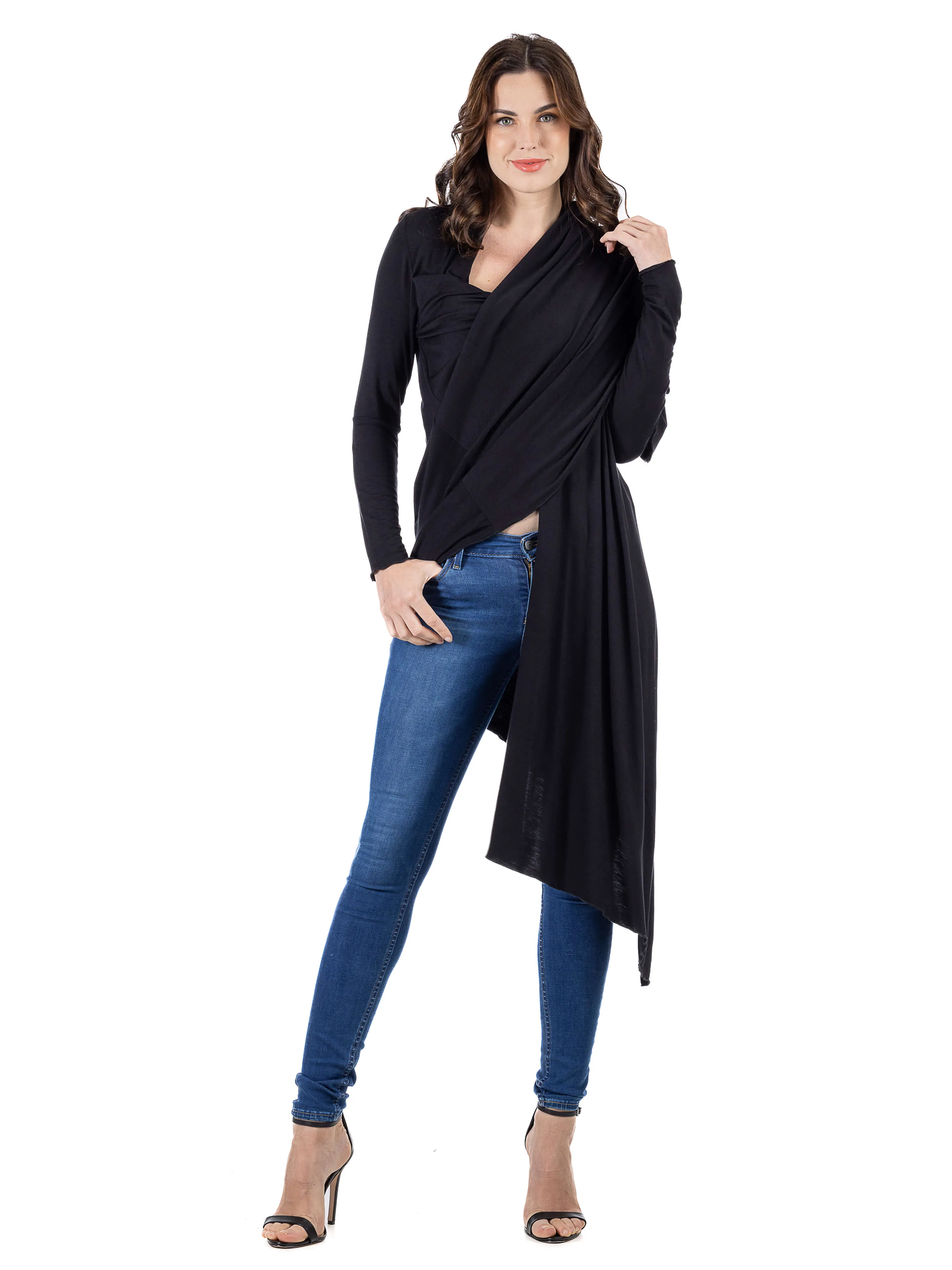 Extra Long Open Front Cardigan