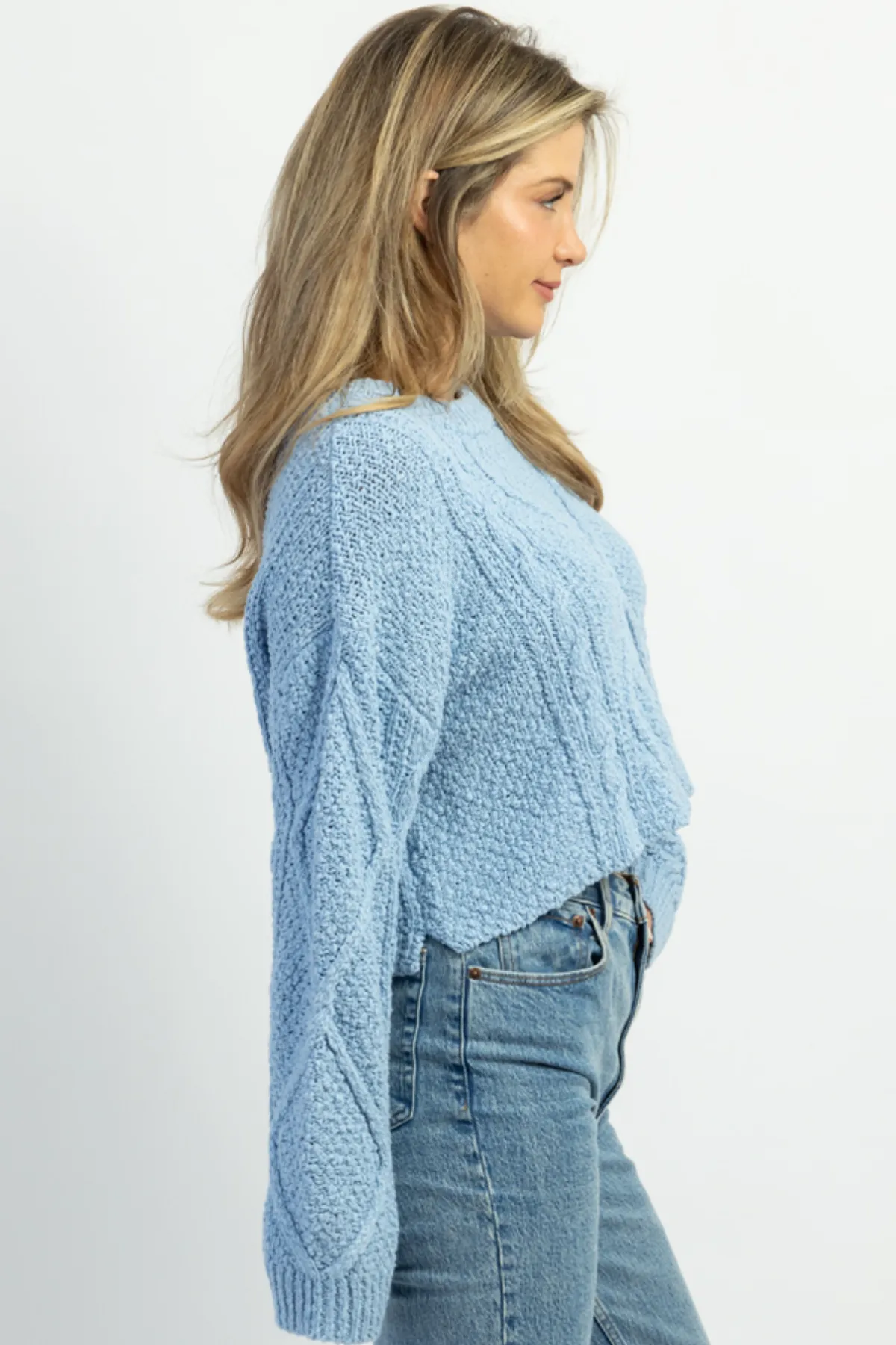 FAIRYTALE BABY BLUE CABLEKNIT SWEATER