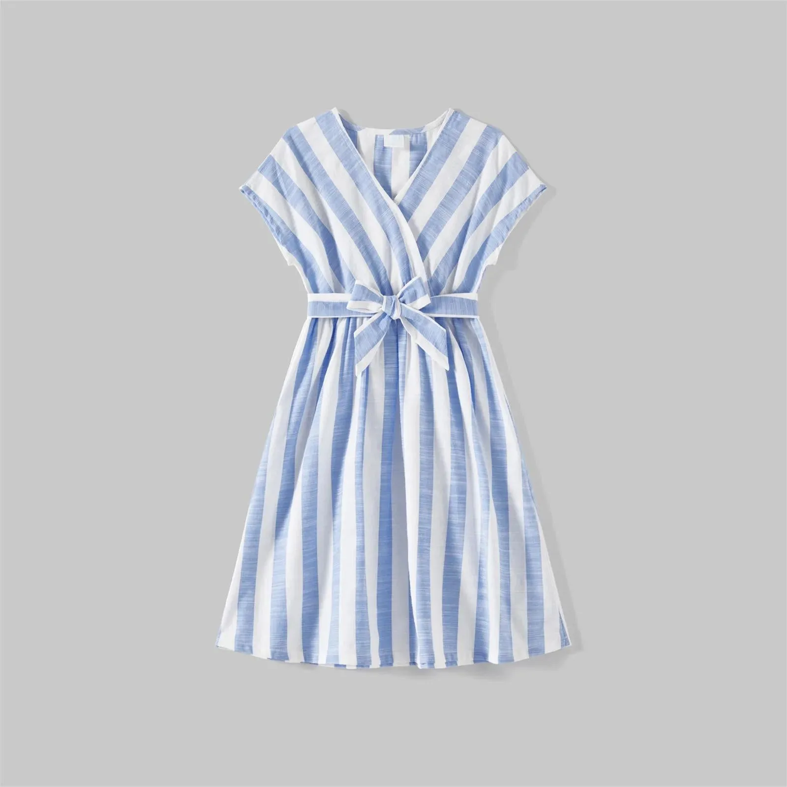 Family Matching Dress Blue Striped Mother Daughter Sleeveless Dresses