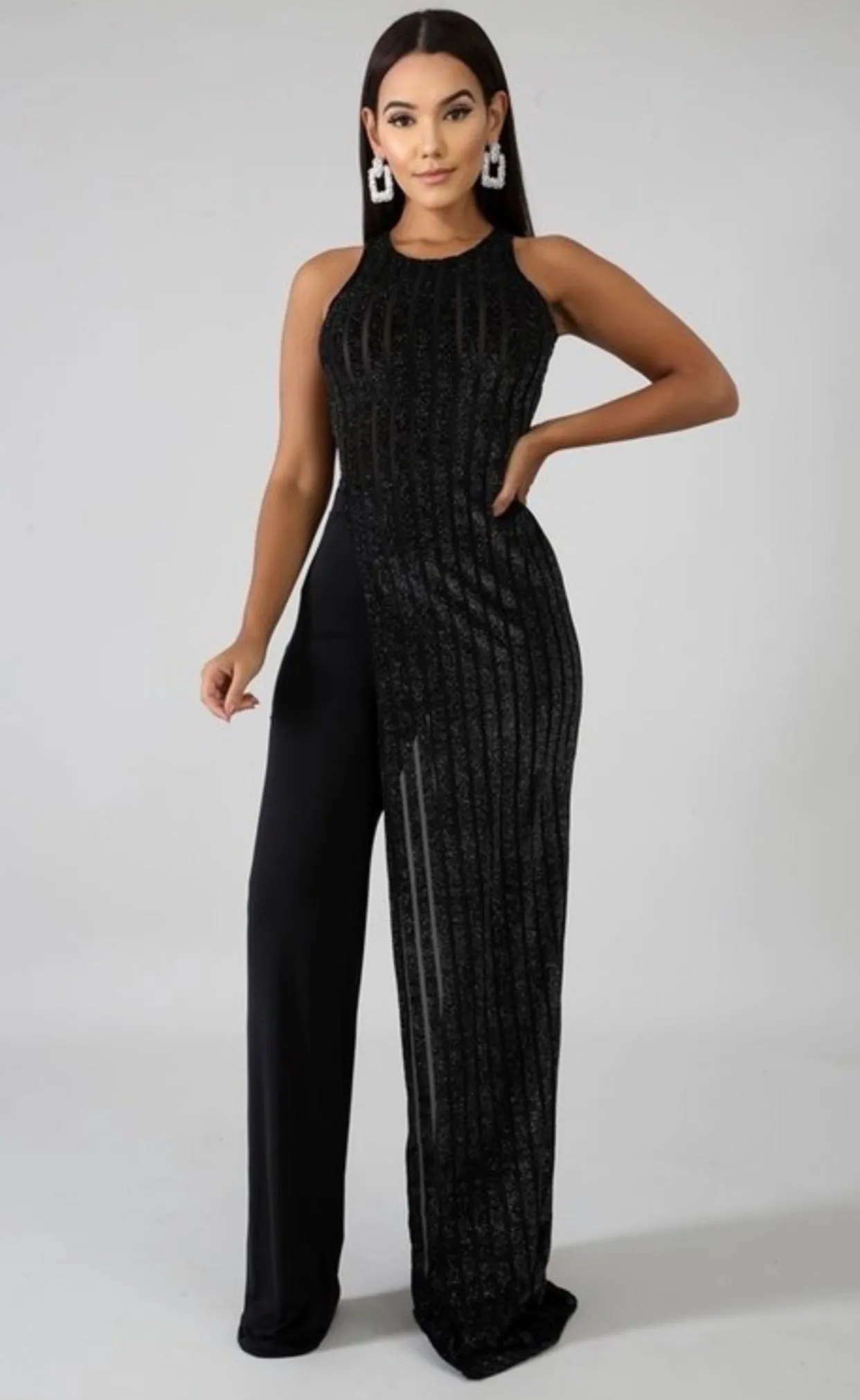 Fight Night Palazzo High Slit Maxi & Pants Set