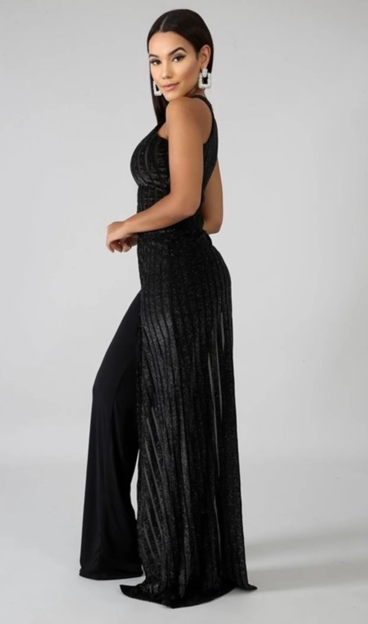 Fight Night Palazzo High Slit Maxi & Pants Set