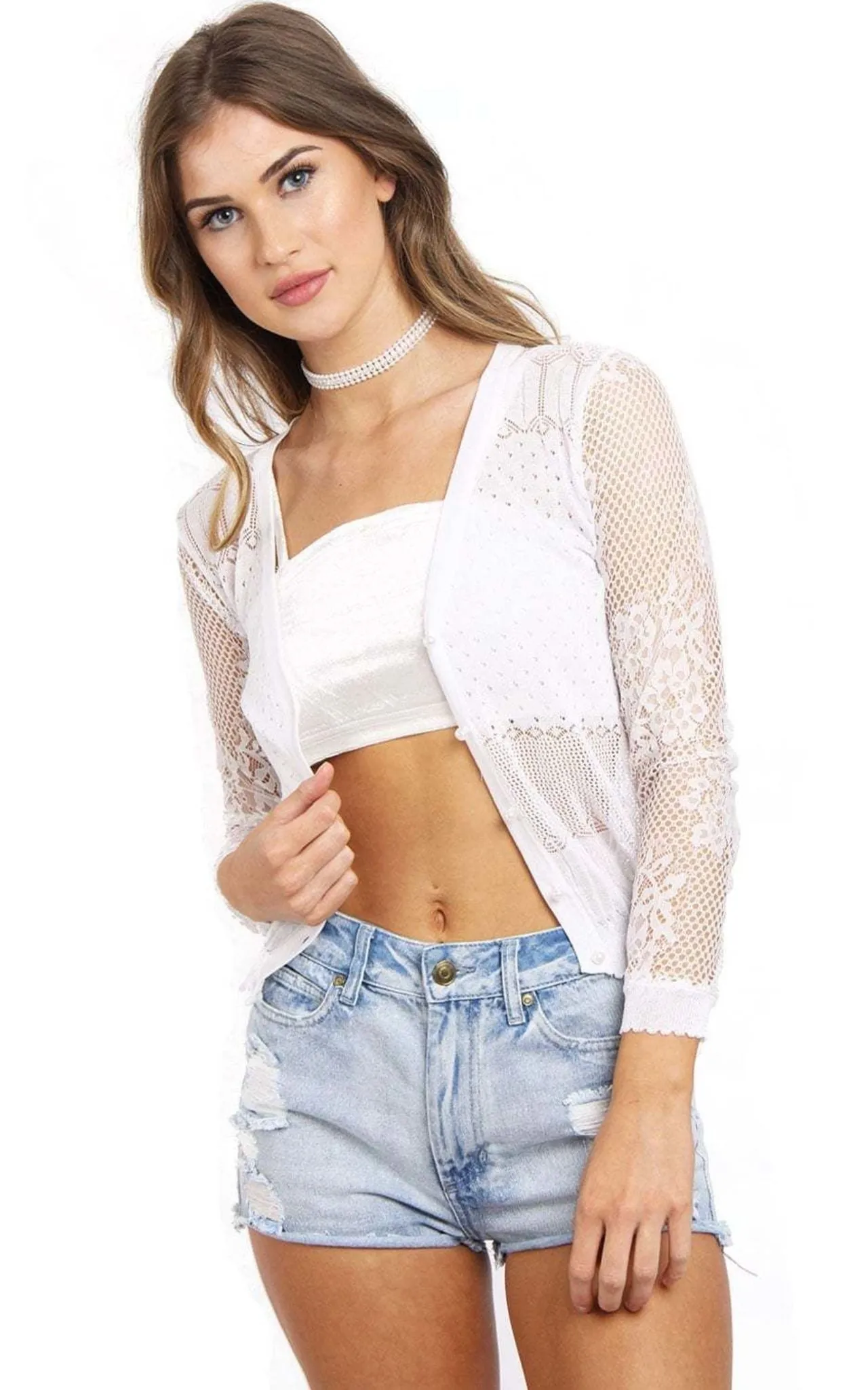 Floral Lace Crochet Long Sleeve Knitted Cardigan