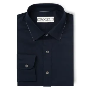 Focul - Dark Navy Line Shirt With Collar Edge Detail