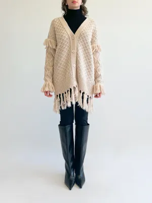 Fringed Oversized Cardigan