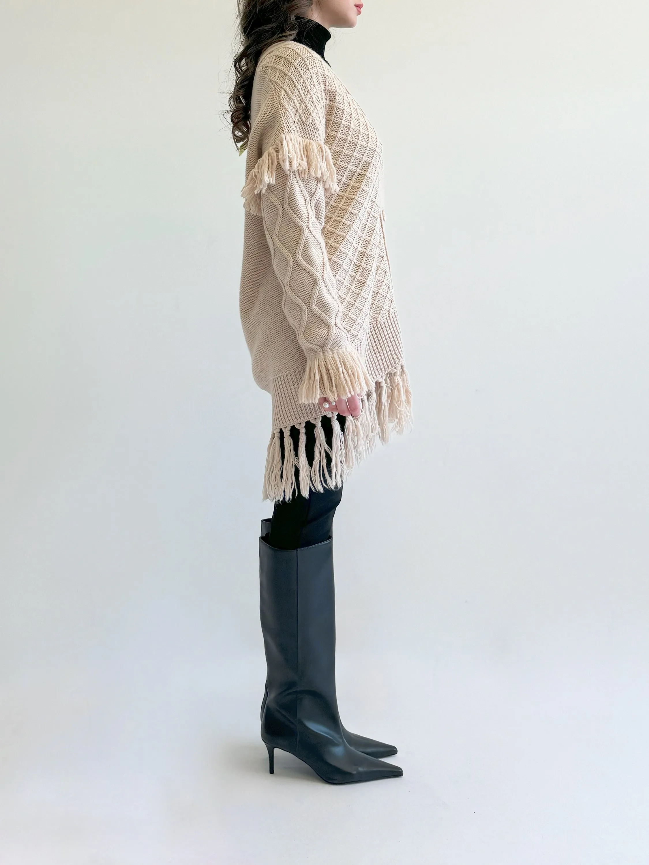 Fringed Oversized Cardigan