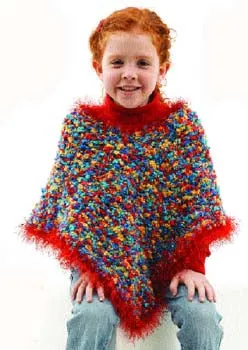 Fun Fur Trimmed Poncho Pattern (Knit)