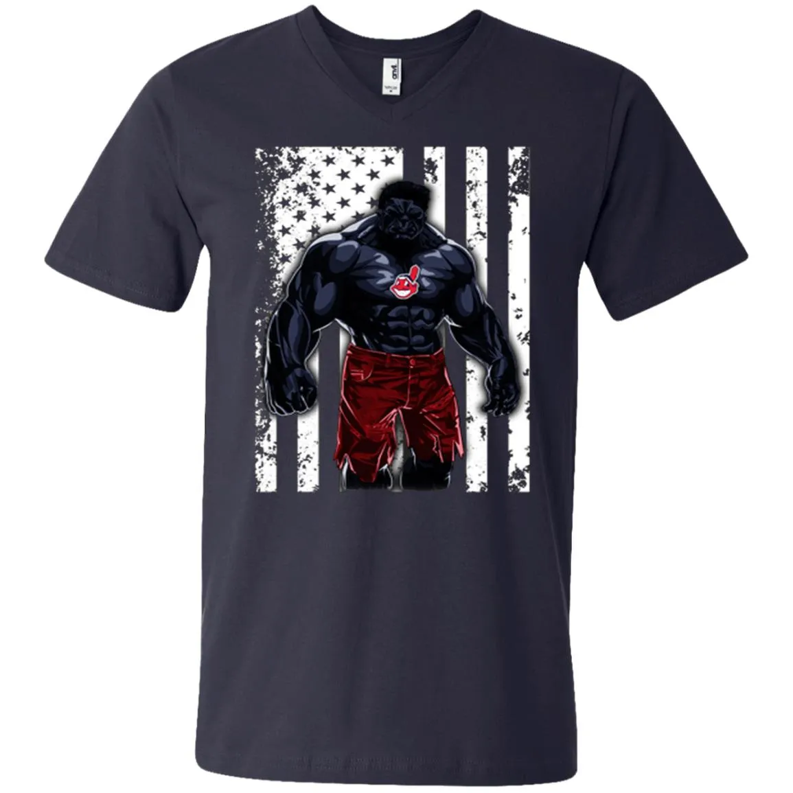 Giants Hulk Cleveland Indians T-shirt Flag Men V-Neck T-Shirt