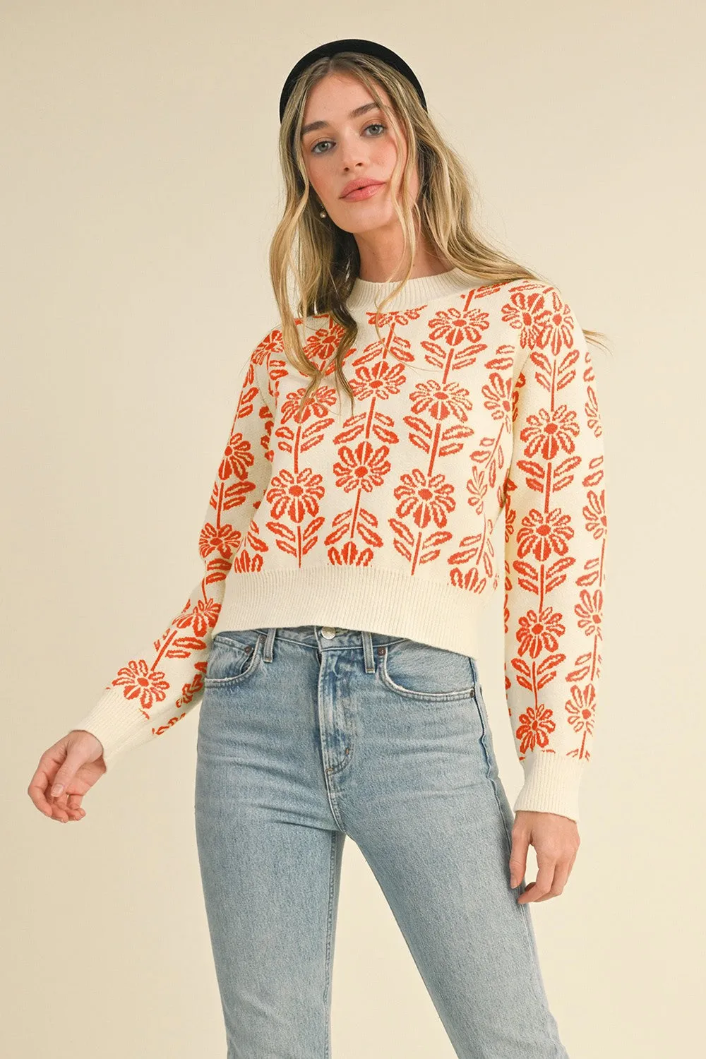 Girl in the Mirror Flower Print Sweater