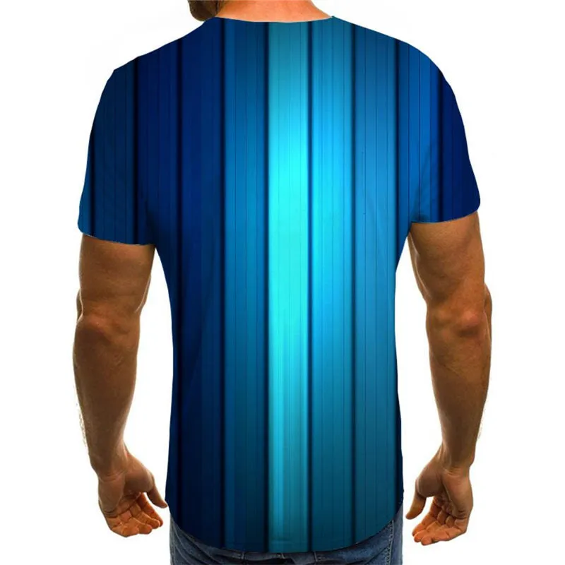 Gradient blue vertical stripes tshirts shirt tee special texture art costume men different Casual