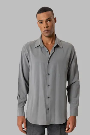 Gray Technical Tencel Fabric Men's Shirt - Wessi