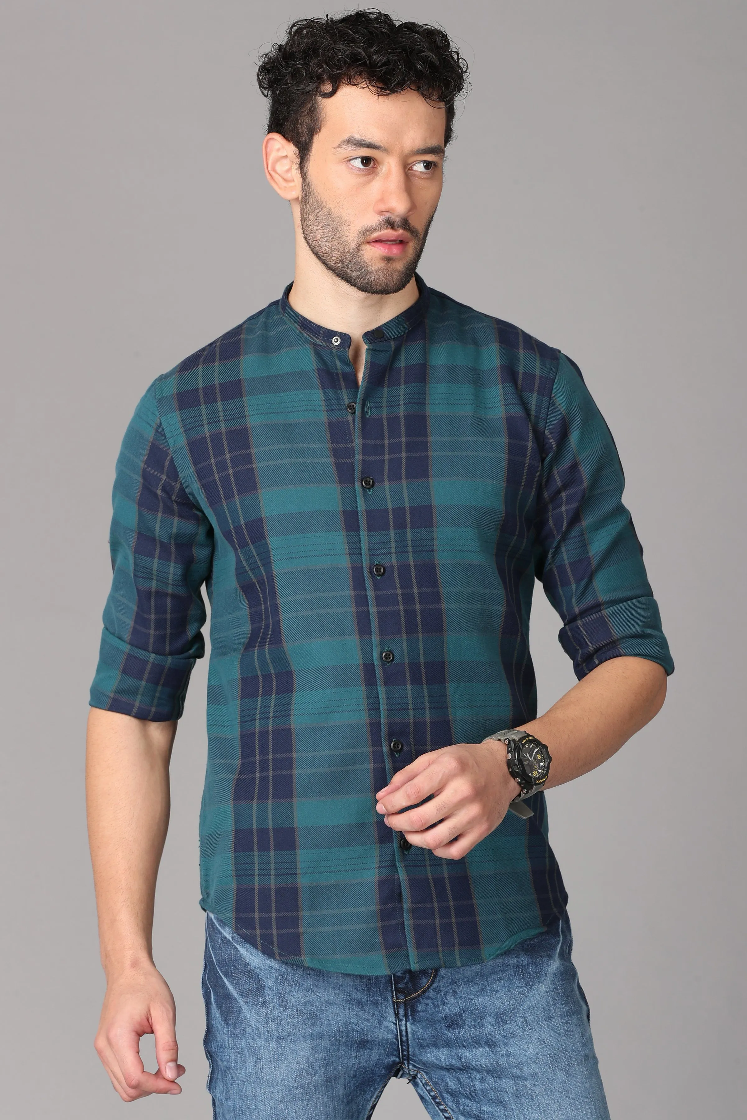 Green Checks Flannel Shirt