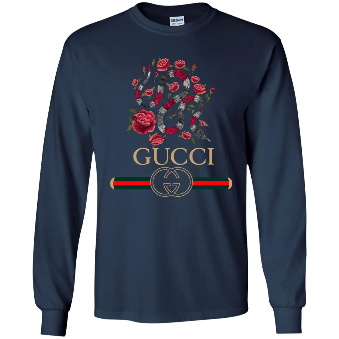 Gucci Logo Snake T-shirt Men Long Sleeve Shirt