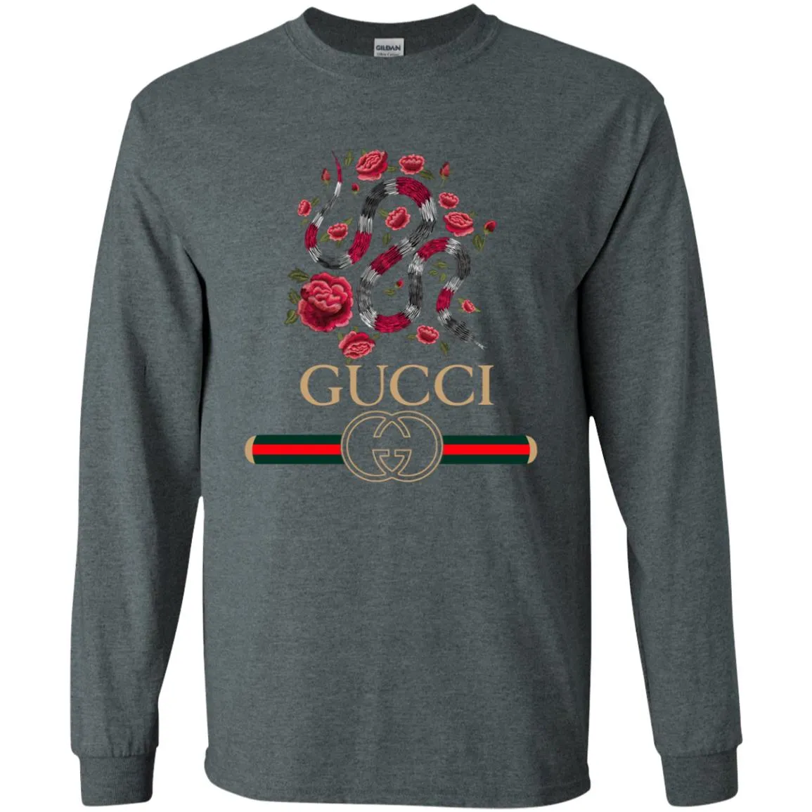 Gucci Logo Snake T-shirt Men Long Sleeve Shirt