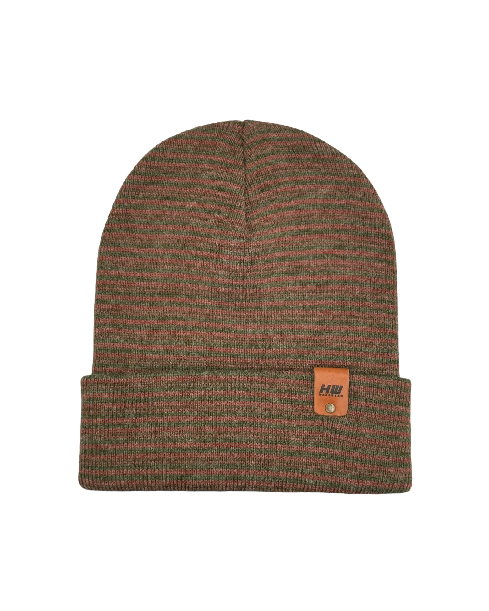 HAAKWEAR Traditional Contrast Cuffed Beanie / Hat - Burgundy / Green, Made in USA