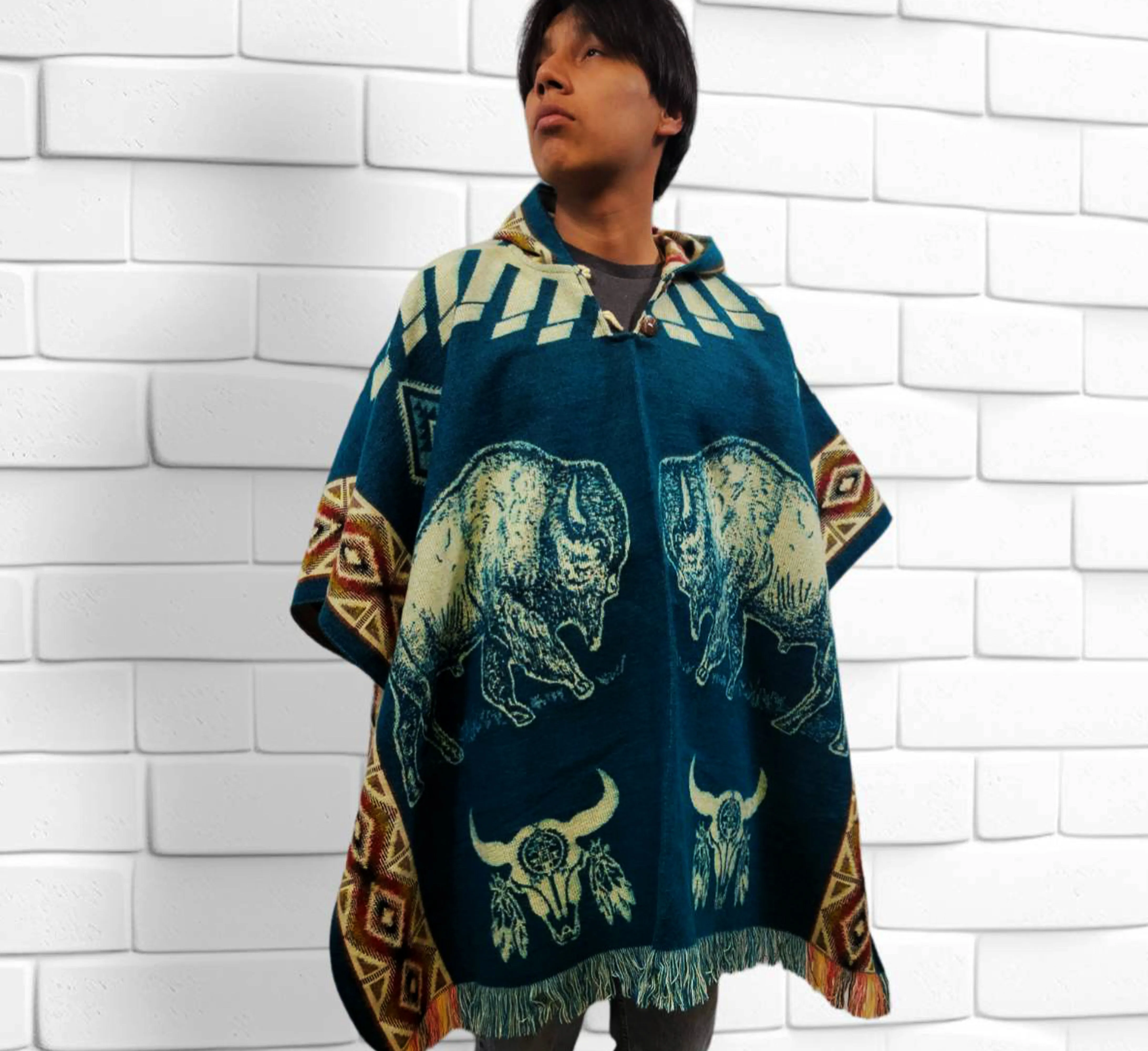 Hand Made Wool Poncho #06