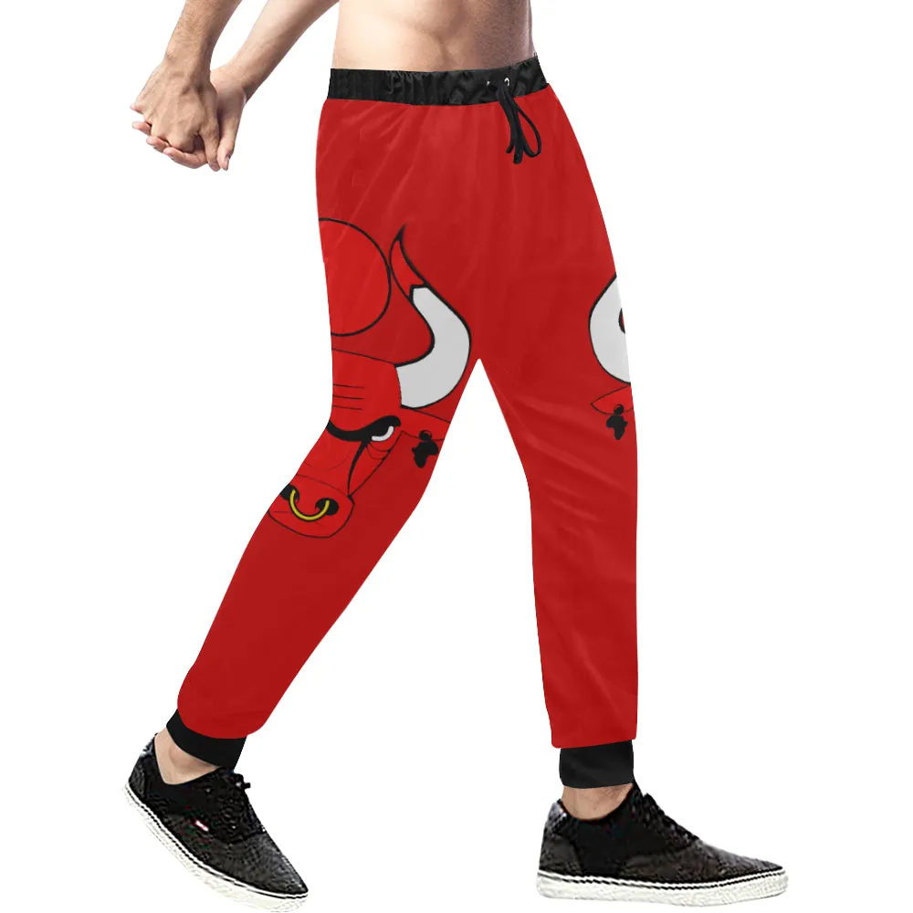 HATHOR BULLS RED Men's All Over Print Sweatpants