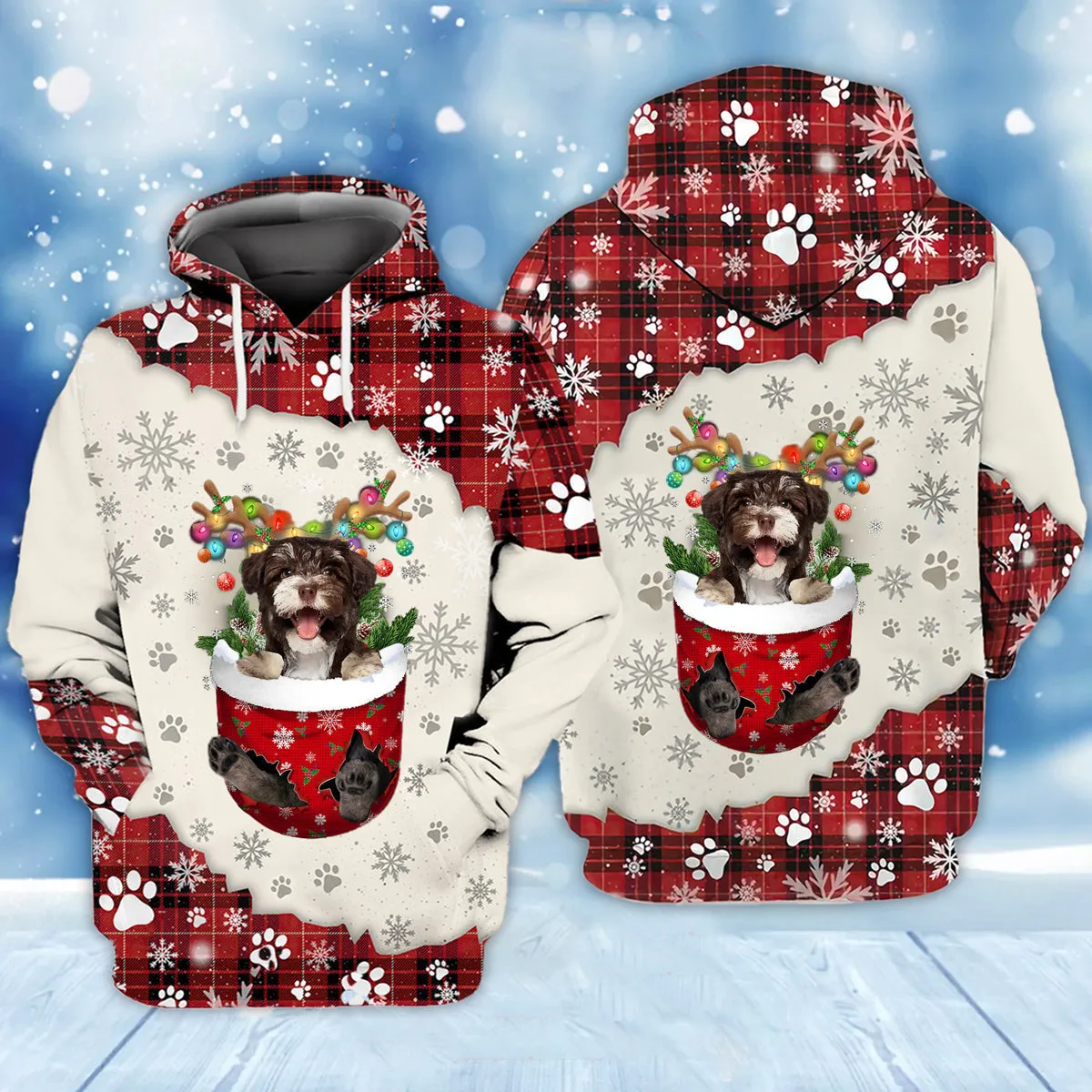 Havanese In Snow Pocket Merry Christmas Unisex Hoodie