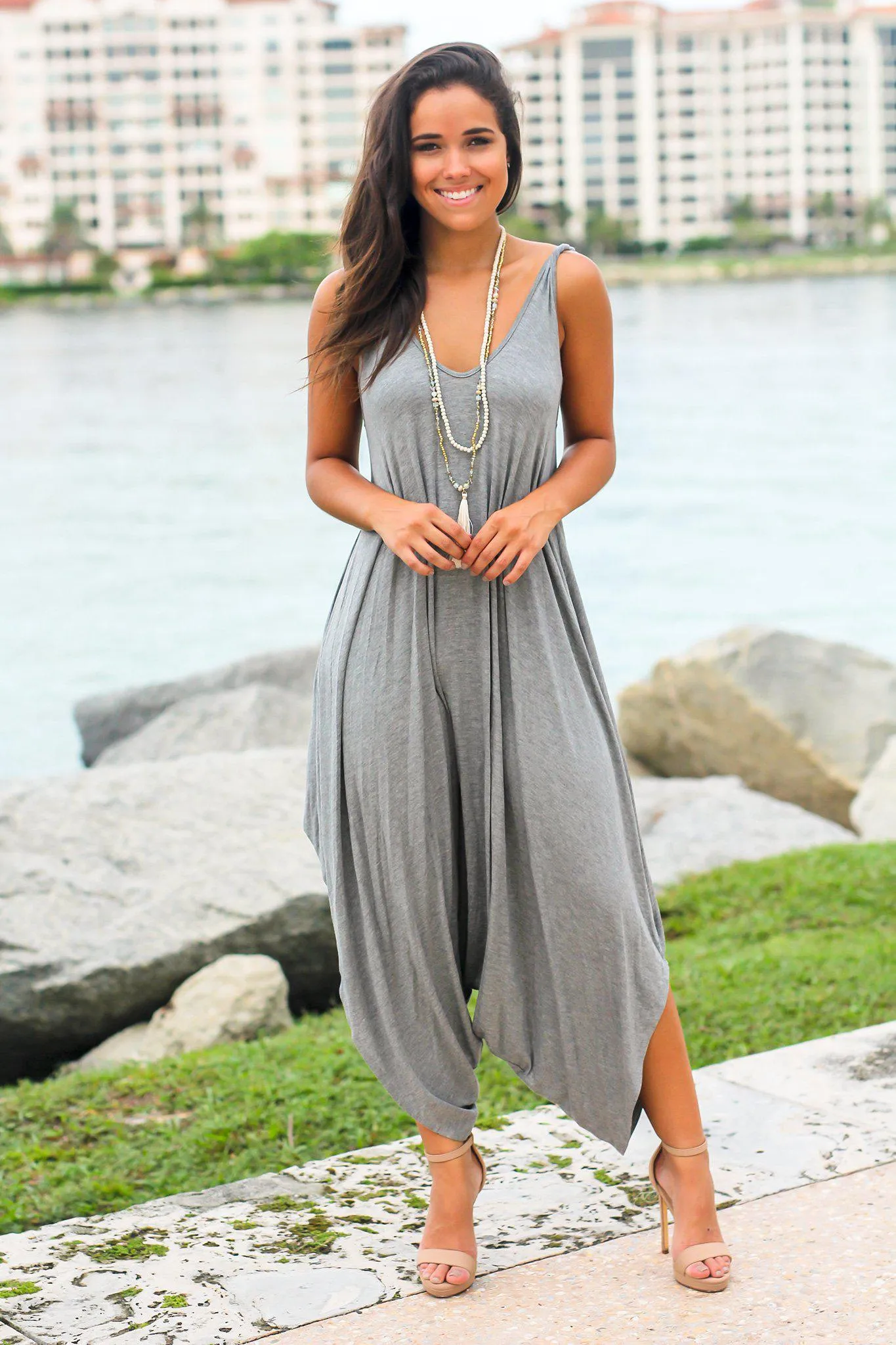 Heather Gray Jumpsuit