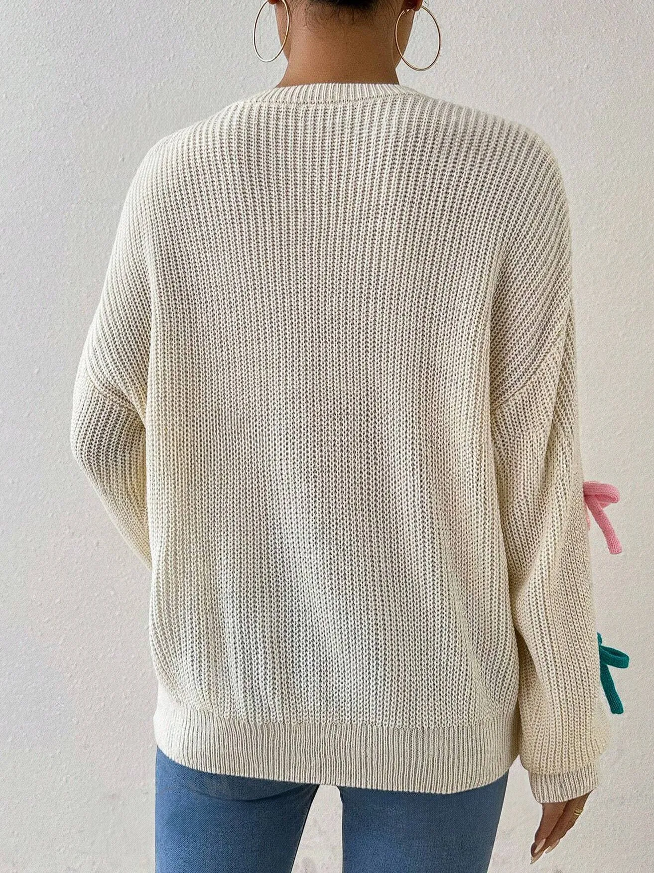 Heidi Color Bow Sweater in Beige