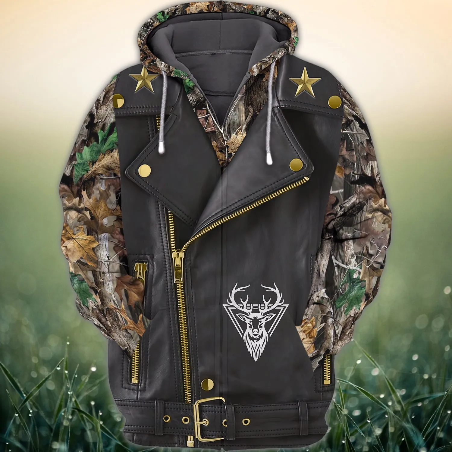 Hunting Leather Jacket Uniform Pattern 3D Full Printed Christmas Shirt