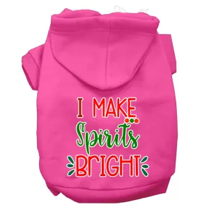 I Make Spirits Bright Screen Print Dog Hoodie Bright Pink Xxl