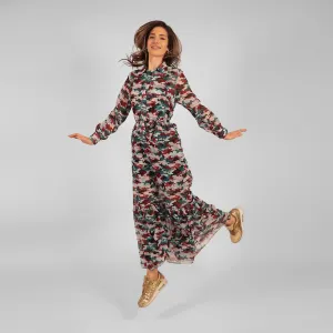 Ilu Long Sleeve Maxi Shirt Dress Sunset Camo