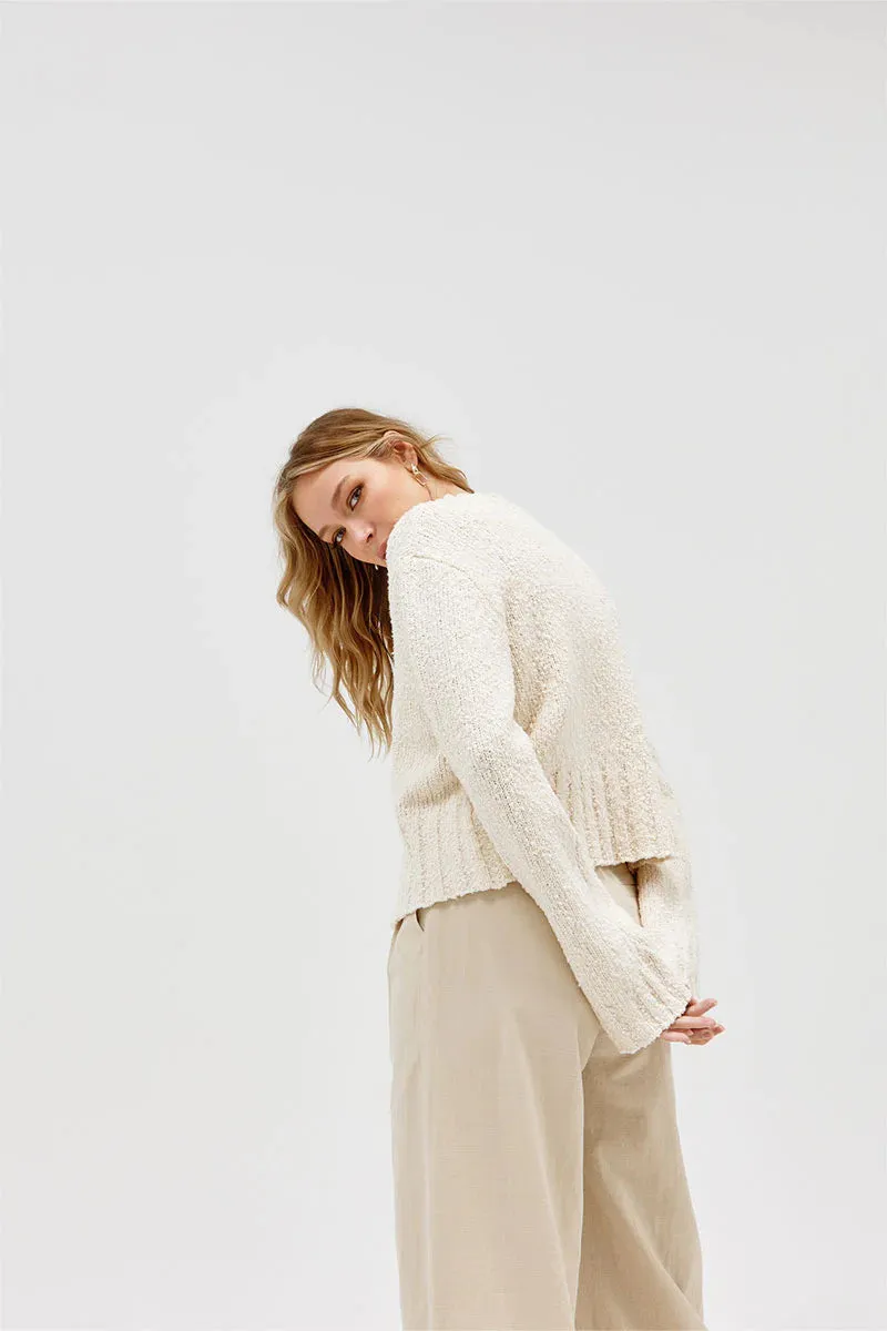 Inverse Crop Cardigan - Cream