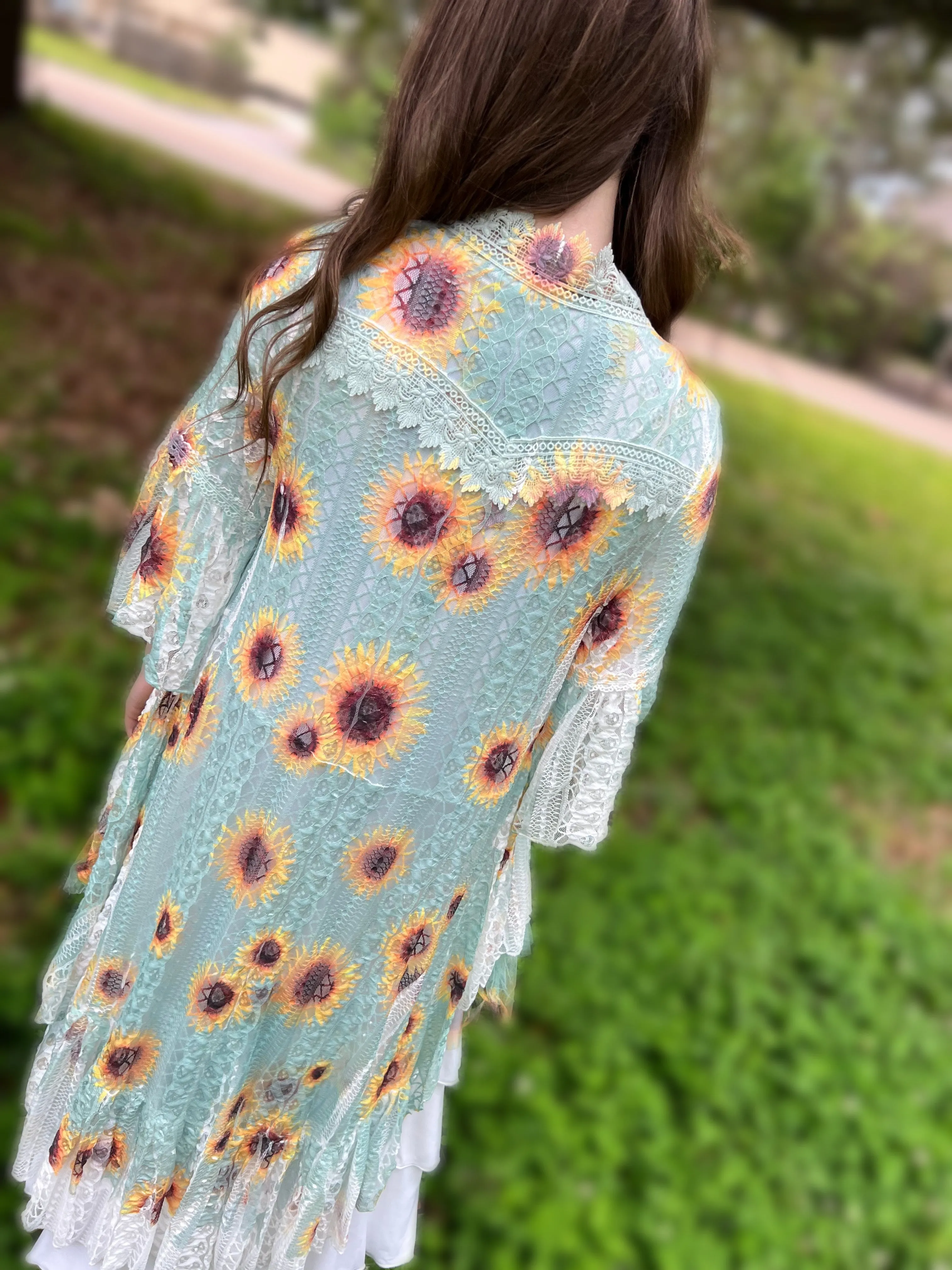 Ivory/Sage Sunflower Lace Cardigan