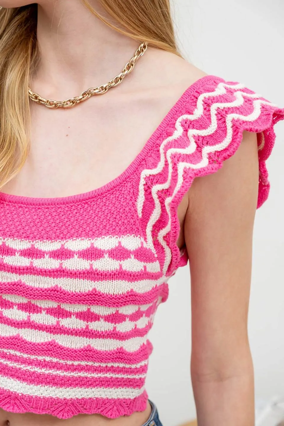 JACQUARD SWEATER KNIT CROP TOP