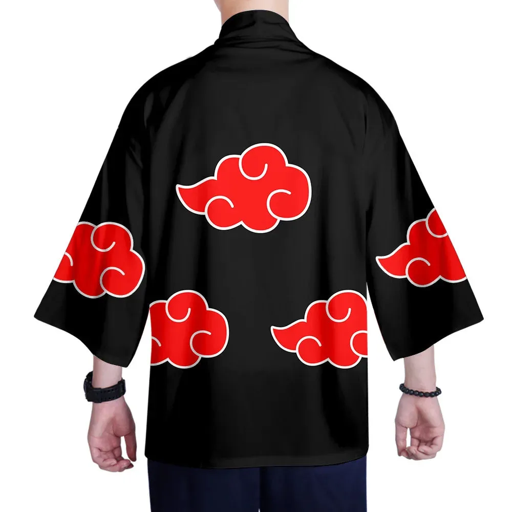 Japanese Red Cloud Pattern Cardigan