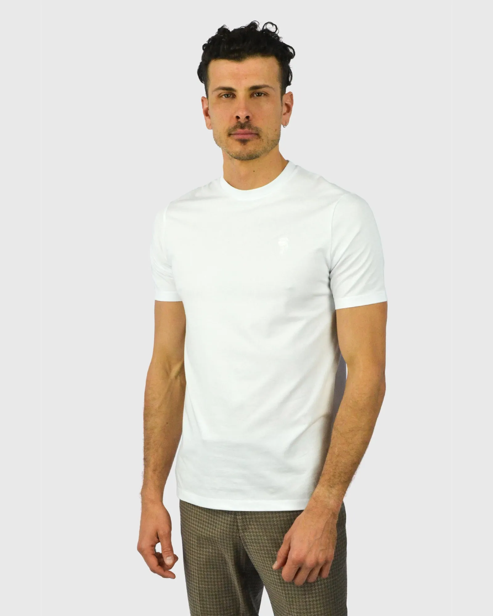 KARL LAGERFELD 755055 SS WHITE CREW T-SHIRT