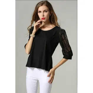 Ketty More Women Formal Wear Lace Decorated Sleeves Blouse-KMWSB786