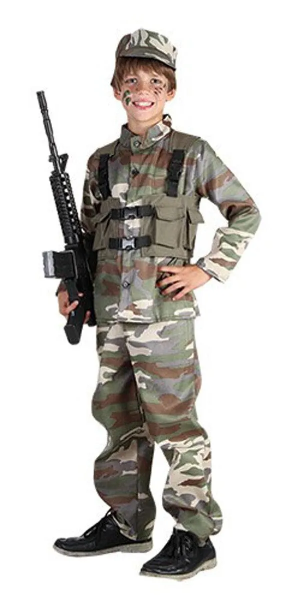 Kids Children’s Armed Forces Camouflage Fancy Dress Costumes Complete Outfit