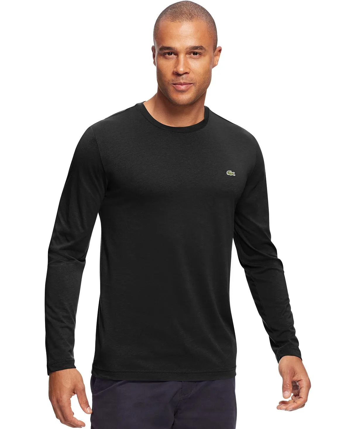 Lacoste Men's Long Sleeve Crew Neck Jersey T-Shirt, Black