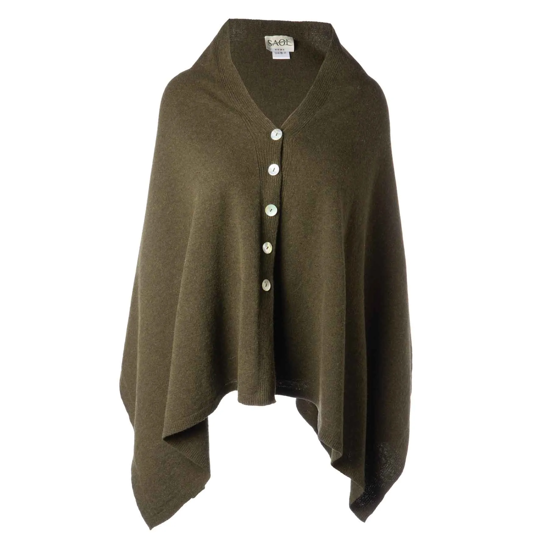 Lambswool Poncho- Olive Green