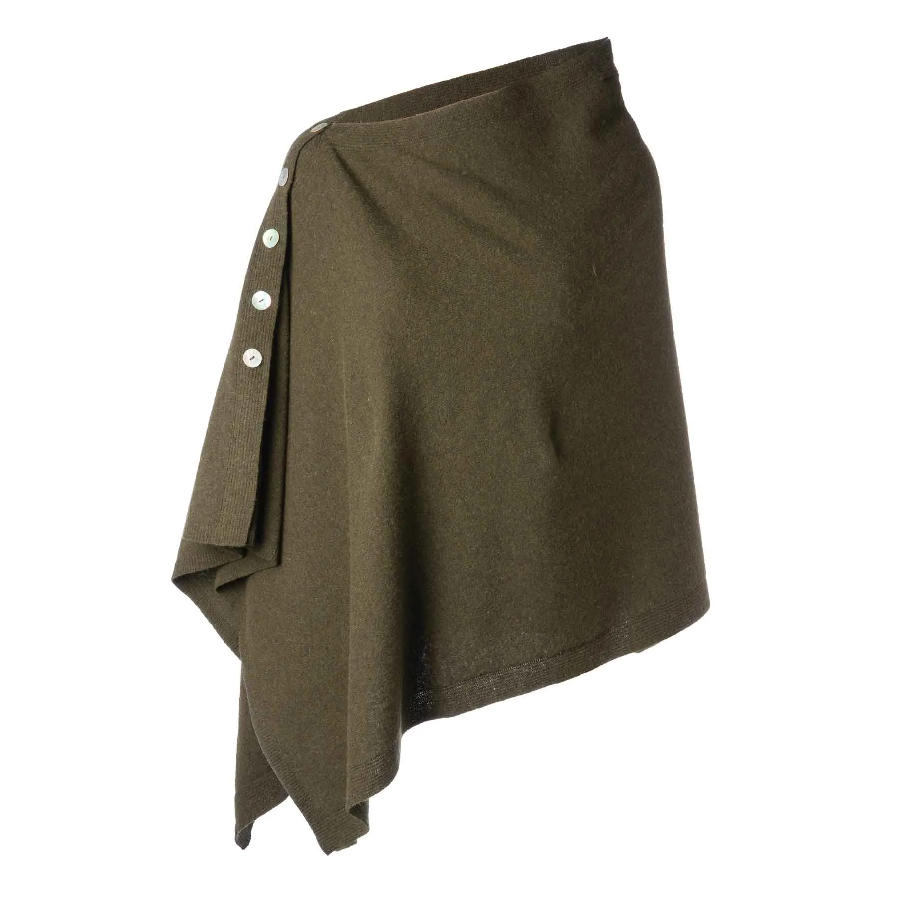 Lambswool Poncho- Olive Green