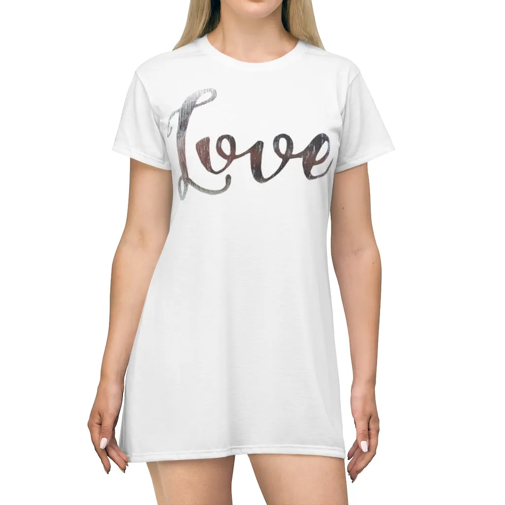 Love All Over Print T-Shirt Dress