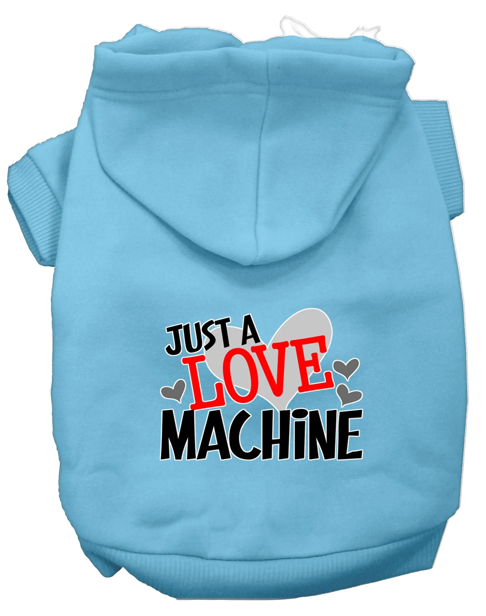 Love Machine Screen Print Dog Hoodie Baby Blue Xl