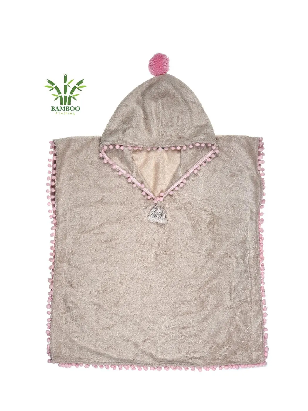 MALOX Beige-Pink Poncho-Bathrobe for kids