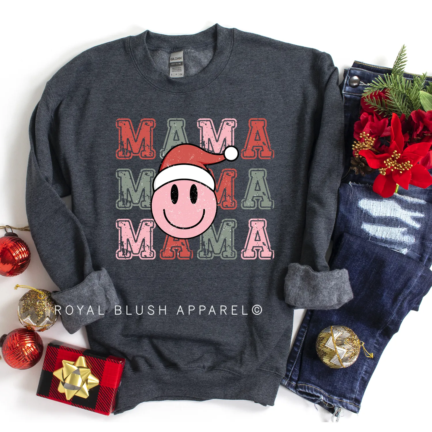 MAMA Santa Smiley Sweatshirt