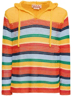 Marni   Striped crocheted cotton hoodie 