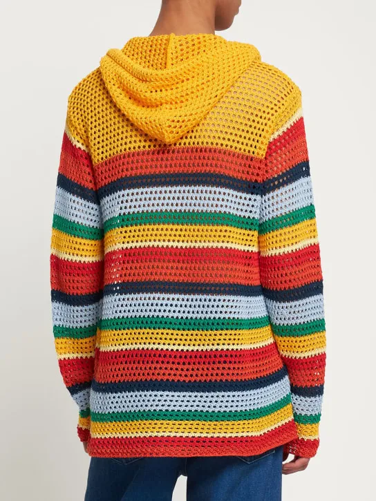 Marni   Striped crocheted cotton hoodie 