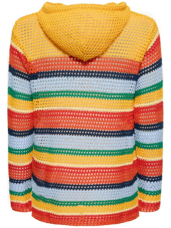 Marni   Striped crocheted cotton hoodie 