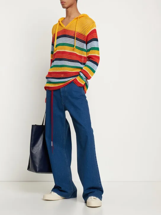 Marni   Striped crocheted cotton hoodie 