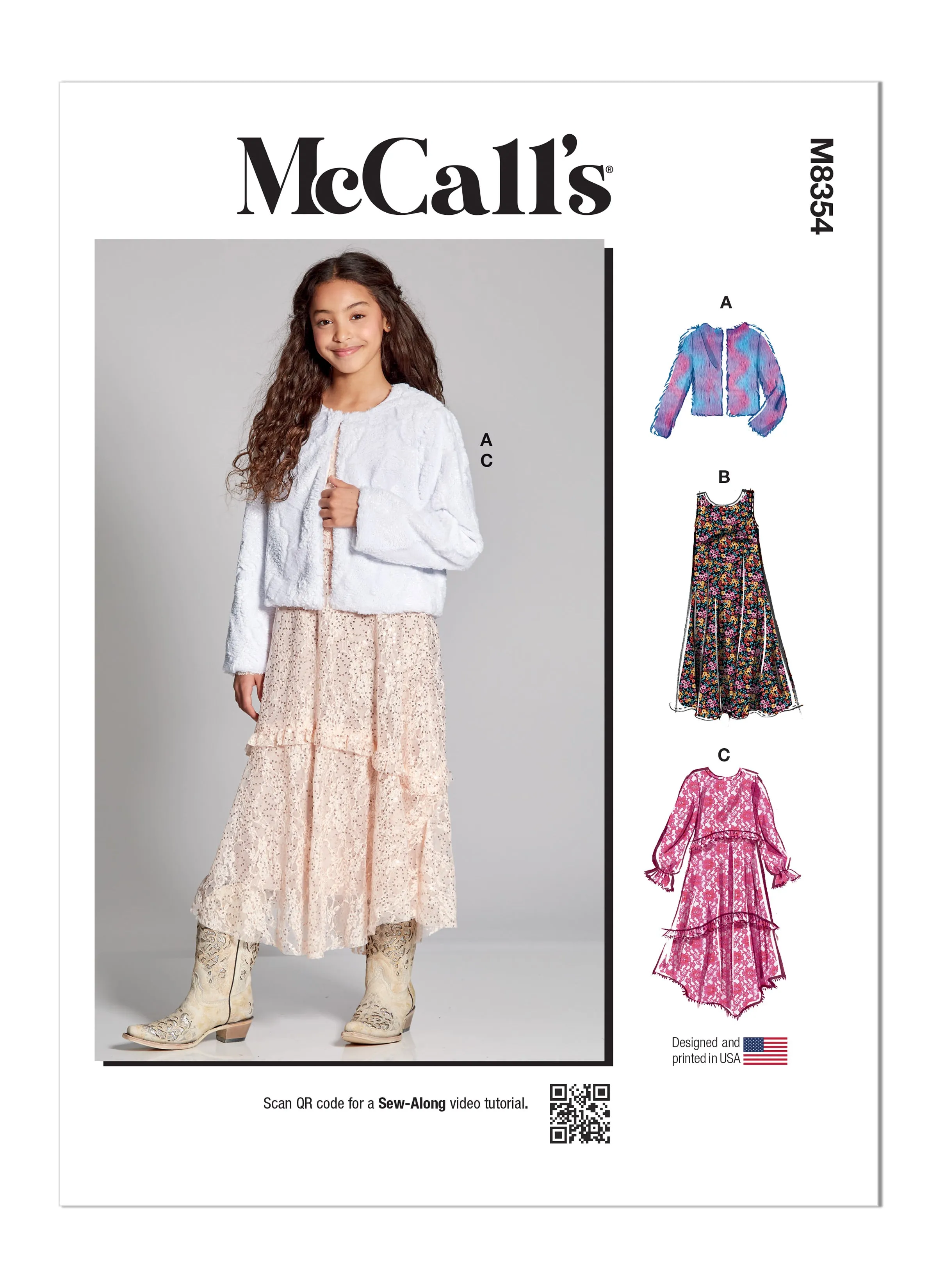 McCall's M8354 Girl Dress Slip Dress & Jacket