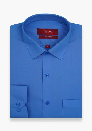 Men Blue Plain Dress Shirt