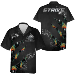 Men Women Custom Hawaiian Bowling Shirt, Strike Bowlers Jersey Short Sleeve Button-down Cool Shirt