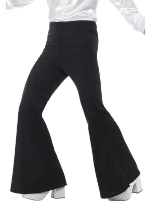 Men's Black Flared Trousers 60s 70s Hippy Flares Disco Fancy Dress Costume