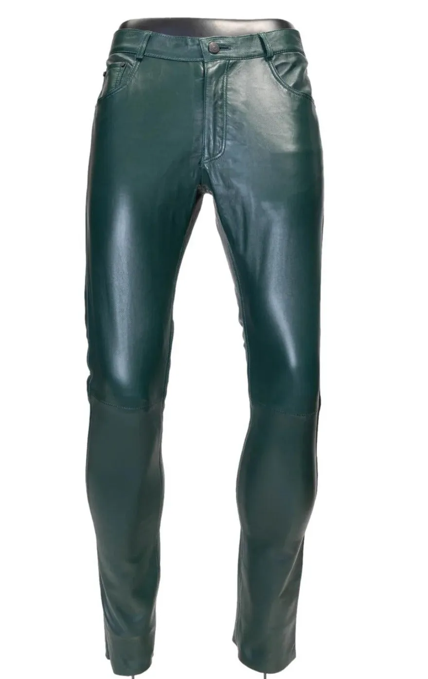 Mens Green Leather Pants