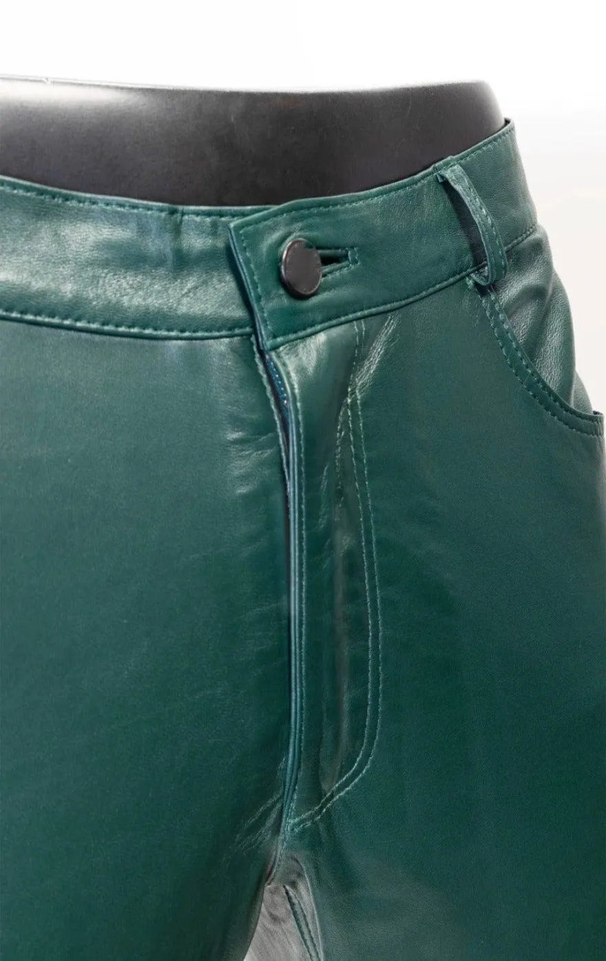 Mens Green Leather Pants